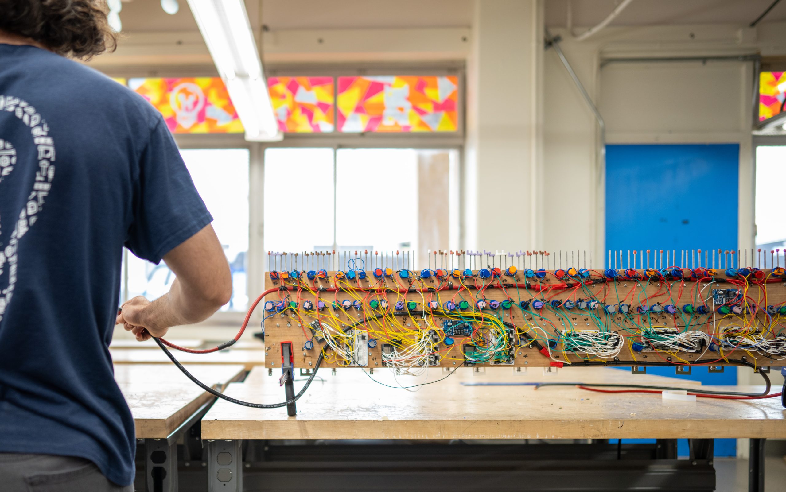 The electrical components that power the piano