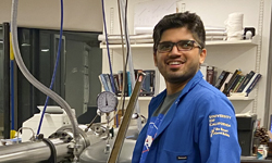 Anil Nair in the Laser Spectroscopy and Gas Dynamics Lab at UCLA