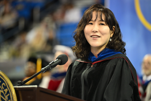 Dean Ah-Hyung “Alissa” Park addressed the graduates.