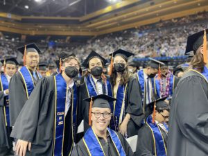 Class of 2022 at an in-person procession at Pauley Pavilion