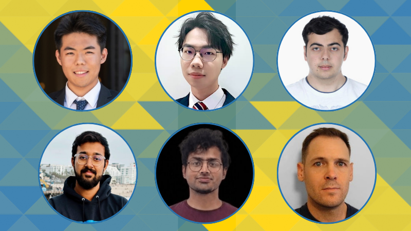 Top left, clockwise: Seth Zhao, Zewei Zhao, George Karfakis, Samyak Chakrabaty, Sujoy Ghosh and Daniel McGovern